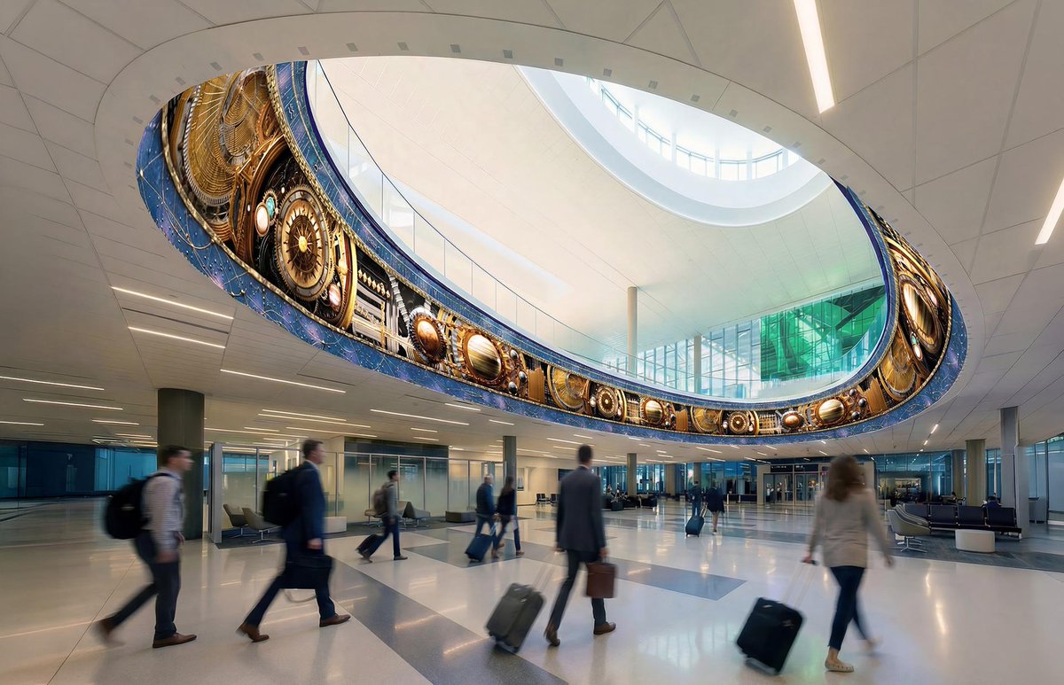 FordAudioVideo's tweet photo. The Oculus has been named a 2026 DSF Pixel Award winner! 🏆

We’re proud to have helped bring this 220-foot immersive LED experience at George Bush Intercontinental Airport (IAH) to life.

Learn more about The Oculus: https://t.co/einlKnUhnc https://t.co/MymRsFJEaB