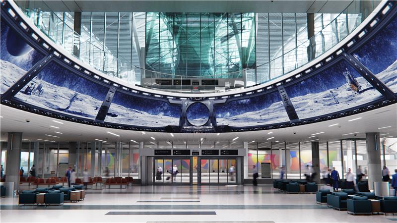 FordAudioVideo's tweet photo. The Oculus has been named a 2026 DSF Pixel Award winner! 🏆

We’re proud to have helped bring this 220-foot immersive LED experience at George Bush Intercontinental Airport (IAH) to life.

Learn more about The Oculus: https://t.co/einlKnUhnc https://t.co/MymRsFJEaB