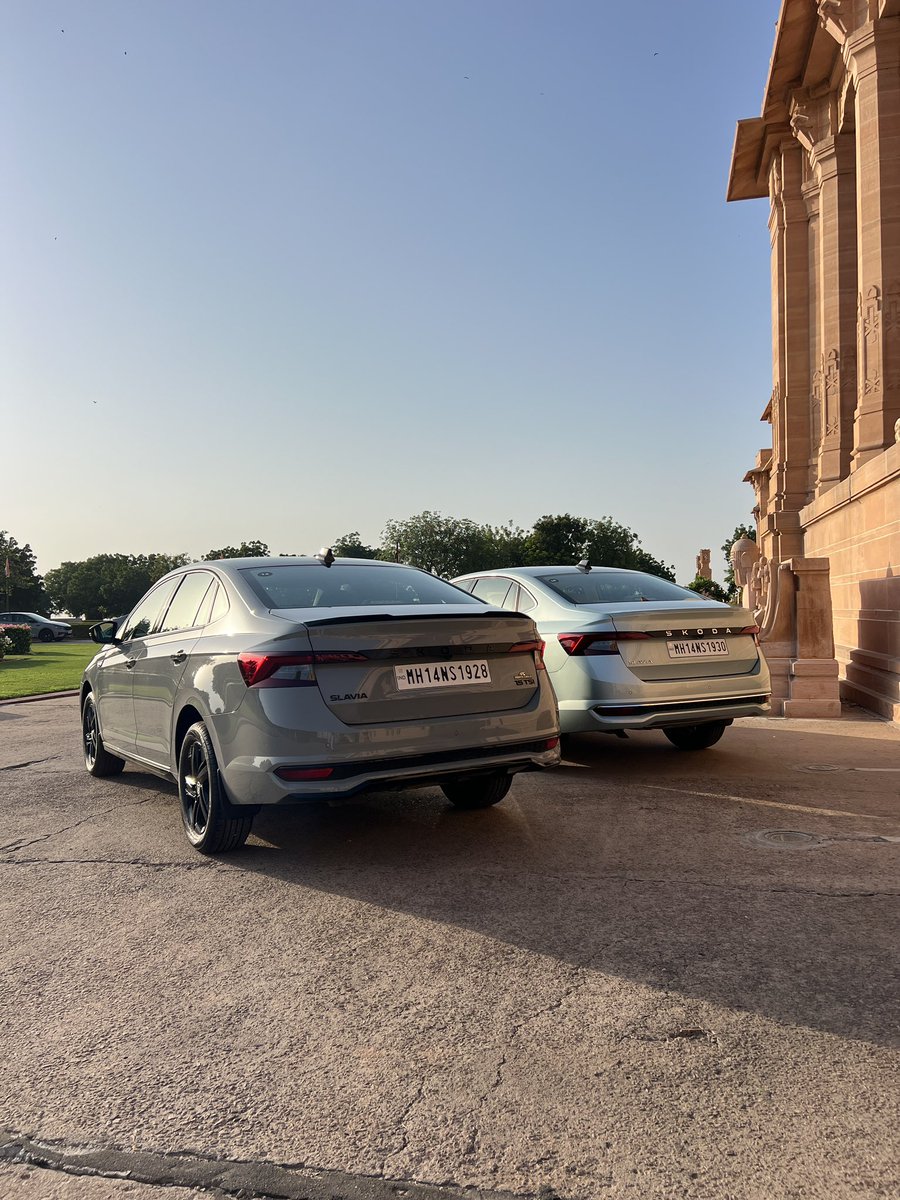Parth_Go's tweet photo. Skoda Slavia facelift has arrived, and while there aren’t any major mechanical changes, there’s one update that makes a big difference - the 1.0 TSI now gets a new 8-speed torque converter automatic, replacing the older 6-speed unit.

The new gearbox makes the Slavia smoother to drive, especially in the city. At highway speeds, the engine runs at much lower RPMs, which should also help efficiency. Even the creep mode feels smoother and less aggressive than before. And honestly, the 1.0 TSI still has enough performance to keep things fun. It definitely doesn’t feel underpowered.

Then there’s the 1.5 TSI. It continues with the 7-speed DSG and gives you considerably more performance. Being a four-cylinder, it is also more refined and quieter than the 1.0 TSI. Sadly, there’s no manual option with the 1.5, so if you want a manual, the 1.0 TSI is the one to go for.

Both engines have their own appeal. If you want more power, the 1.5 TSI is an easy choice. But if you want a fun-to-drive sedan without spending more, the 1.0 TSI is still a very good option.

There are a few other updates too, including a 360-degree camera, rear-seat massage function and some cosmetic changes. The cabin is largely familiar, but these additions make it feel more complete.

And the Monte Carlo? I really like it. The Steel Grey colour, sporty details and premium feel give it a very classy look.

The ride though firm at low speeds feels quite balanced otherwise and the 179 mm generous ground clearance is a big reason why the Slavia can be considered over compact SUVs. 

With the sedan segment shrinking in India, the Slavia continues to be a strong contender for anyone who still wants a proper, fun-to-drive sedan.