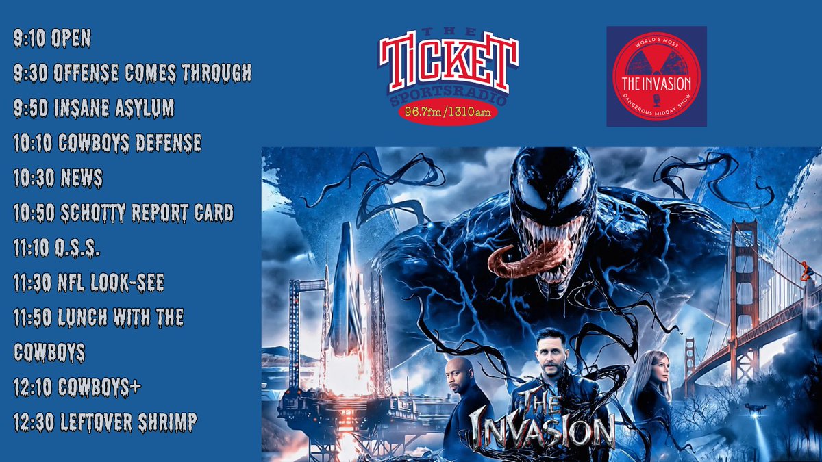 Invasion9til1's tweet photo. It's Victory Monday! Celebrate with @GreatDonovan &amp; @McMattRadio 9-1p on @dfwticket. We step inside the Insane Asylum at 9:50, Lunch with the Cowboys at 11:50 and your calls at 12:30. https://t.co/wQu6NUitwB