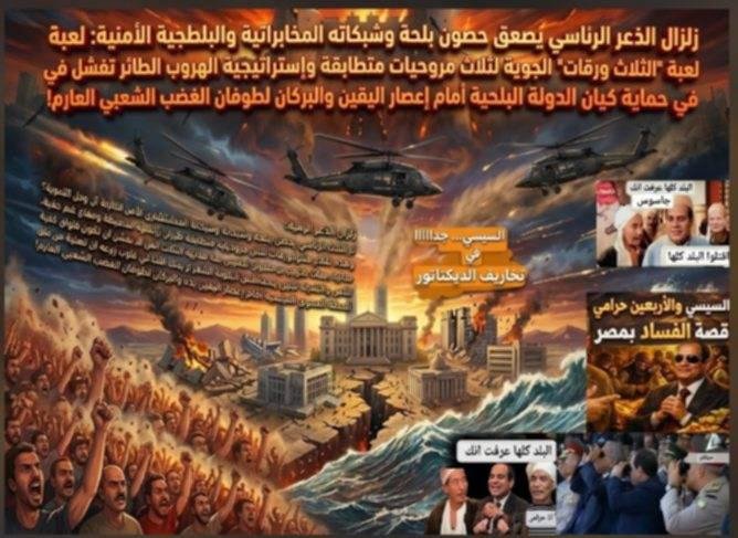 MElshazly153322's tweet photo. ديما بلحة منذ يستخدم ثلاثة طائرات هيلكوبتر نفس النوع للهبوط علي ثلاثة مهابط في نفس الوقت يؤكد رعب وذعر قادم لذلك قمنا بوضع رعب بلحة في الكلمات التالية لتؤكد ان القادم صادم 
زلزال الذعر الرئاسي يصعق حصون بلحة وشبكاته المخابراتية والبلطجية الأمنية: لعبة "الثلاث ورقات" الجوية لثلاث مروحيات متطابقة واستراتيجية الهروب الطائر تفشل في حماية كيان الدولة البلحية أمام إعصار اليقين والبركان لطوفان الغضب الشعبي العارم، كيف تحول هلع الحكام والأنظمة والمنظومات السياسية المرتعدين إلى بروتوكول سيادي يربك حسابات مستشاري الأمن الغارقة في وحل التمويه؟ ليتحول أسطول الطيران البلحاوي من أداة سيادية إلى مظلة حماية نفسية طائرة ومسرح عمليات معقد تحكمه معادلة كمية الرعب الساكن في القلوب مقابل حجم الدخان المتصاعد من محركات الكيانات المتورطة التي بنت قصورها على فرضية الاستقرار المطلق وتراقب السماء بقلق مدركة اعتراف علني ومحلق بعجز الأرض عن توفير الأمان لمن يخشى ظله؛ فهل تحمي ثلاثة مهابط تنتظر في وقت واحد بكل زيارة للعاصمة توزيع الفزع على ثلاث طائرات يقلل احتمالية السقوط المفاجئ لمنظومة الخوف الكلي وإخفاء ملامح الذعر الشخصي تحت ستار "الأمن القومي الصارم"؟ أم أنها مجرد محاولة يائسة للهروب من واقع محاصر بالهواجس من الذعر والرعب؟ ساعة الصفر تقترب، السحاب يعجز عن إخفاء الذعر، منصات الطيران الرئاسية فخاخ مكشوفة، مهابط طائرات الهيلكوبتر الثلاث لن تكون يوماً طوق نجاة، واليقين الشعبي القادم كفيل بزلزلة تلك الحصون الجوفاء؛ فمن لا يملك أماناً في قلوب رعيته لن تحميه مدرعات الأرض ولا تحليق السماوات، والتاريخ لا يحفظ للمرتعدين إلا مشهد النهاية.