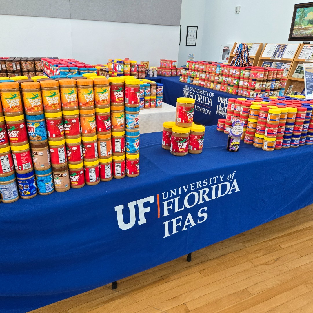 OrangeCoFL's tweet photo. UF/IFAS Extension Orange County's Peanut Butter Challenge returns! In a nutshell, we're collecting fresh, unopened jars of peanut butter all month long to provide food security to our neighbors in need this holiday season. Drop-off locations in the image! https://t.co/OcDozAxrGw