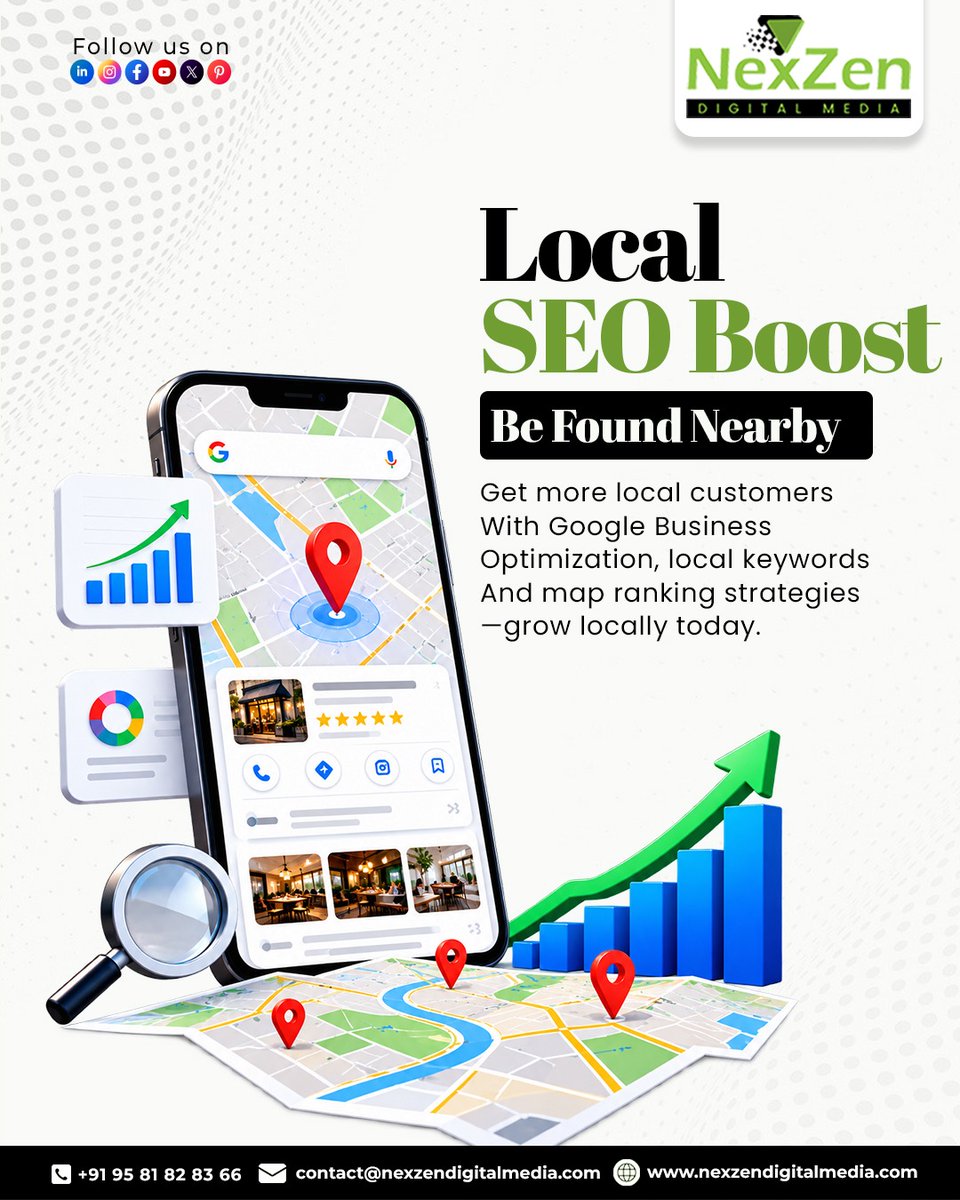 Nexzenmedia's tweet photo. Local SEO Boost : When people search for businesses near them, being visible at the right moment matters.
#NexZenDigitalMedia #LocalSEO #LocalMarketing #GoogleBusinessProfile #SEOServices #LocalSearch #GoogleMaps #LocalBusiness #SEOOptimization #DigitalMarketing #OnlineVisibility https://t.co/9uwrtJthWZ