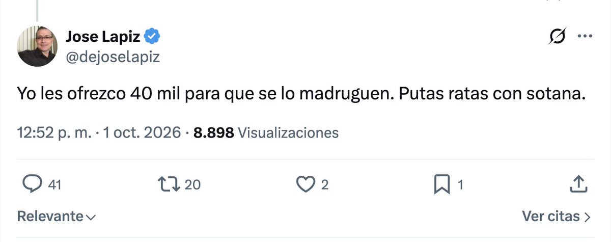 JLMNoticias's tweet photo. José Lápiz, creador de contenido alineado con la 4T, con casi 700 mil seguidores en YouTube, ofreció en sus redes sociales 40 mil pesos para acabar con el obispo.

"Puras ratas con sotana", señaló. 

#Alguienlotienequedecir #JLMNoticias #Aguascalientes https://t.co/Pu4T0XifLC
