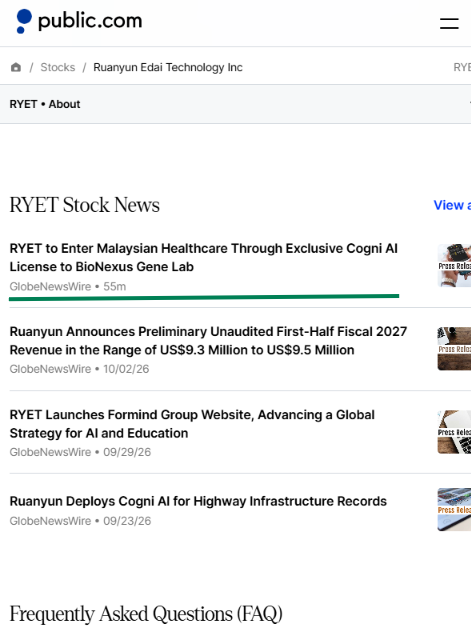 0xpadre's tweet photo. $RYET is moving into Malaysian healthcare 🇲🇾

The Cogni AI deal with BioNexus brings up to 20 years of exclusivity, 10% royalty economics and 560K BGLC shares at closing. https://t.co/dyp9IkZIwc