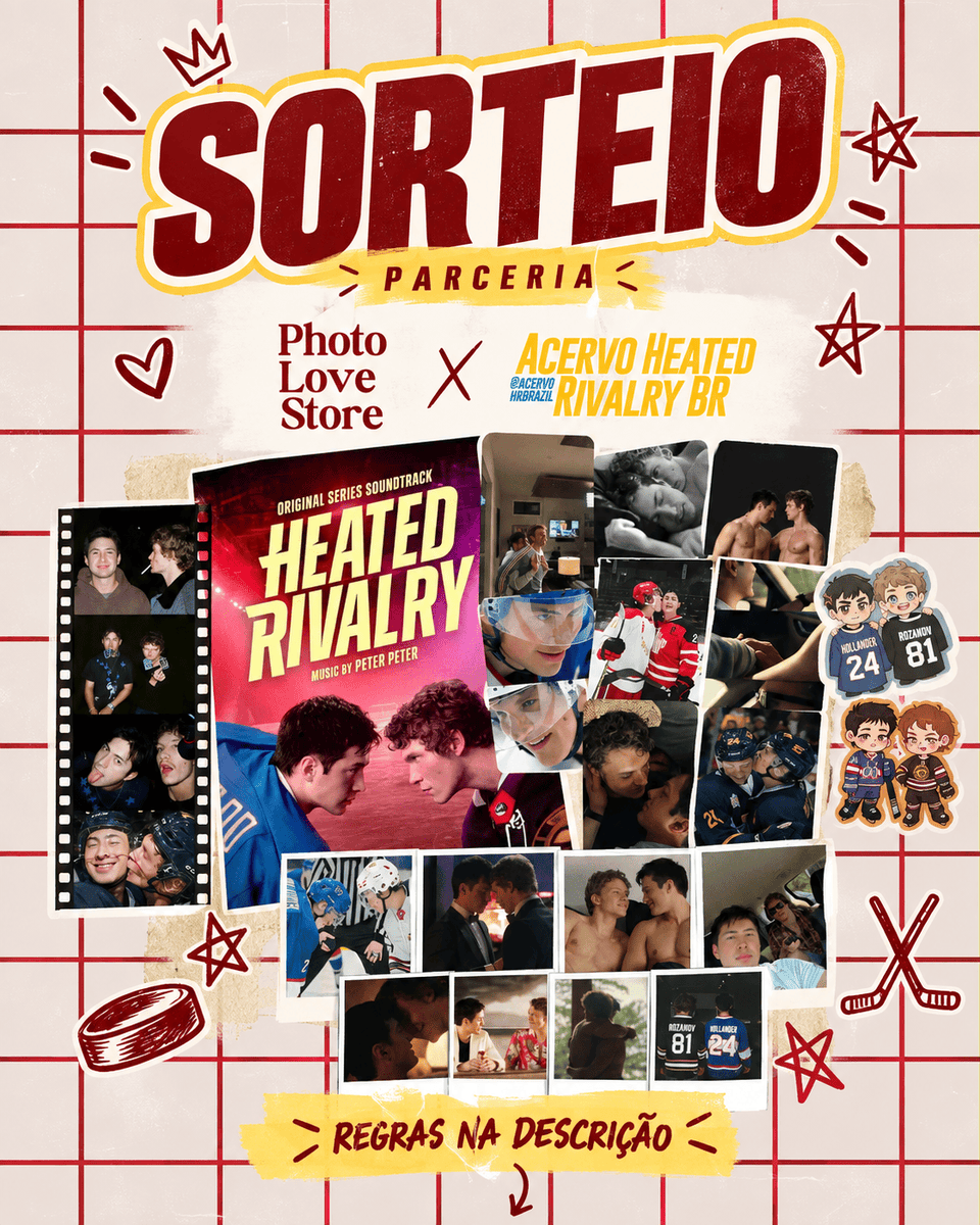 acervoheatedbr's tweet photo. SORTEIO ESPECIAL — HEATED RIVALRY 🏒❤️

O Acervo Heated Rivalry, em parceria com a lojinha Photo Love Store, preparou um KIT ESPECIAL DE HEATED RIVALRY para sortear: 🥹🏒

E olha o que pode ser seu:
🎁 01 mini pôster A5
📸 08 photocards
🖼️ 04 polaroids
✨ E vários outros itens especiais inspirados na série para deixar seu acervo ainda mais completo... Ou seja: um pacotinho de felicidade com mimos da série.

📅 Data do sorteio: 15/10

📢 O resultado será divulgado aqui mesmo no X, pelo perfil do Acervo Heated Rivalry

📌 COMO PARTICIPAR:
1️⃣ Siga @acervohrbrazil no Twitter/X
2️⃣ Siga @photolovestor_ no Instagram
3️⃣ Dar RT neste post
4️⃣ Marque 01 amigo nos comentários

💬 Quer aumentar suas chances? Pode comentar mais de uma vez! Cada comentário vale uma participação, mas é necessário marcar uma pessoa diferente em cada comentário.

Boa sorte! 🍀❤️ E já marca aquele amigo que também está completamente obcecado por Shane e Ilya 👀🏒