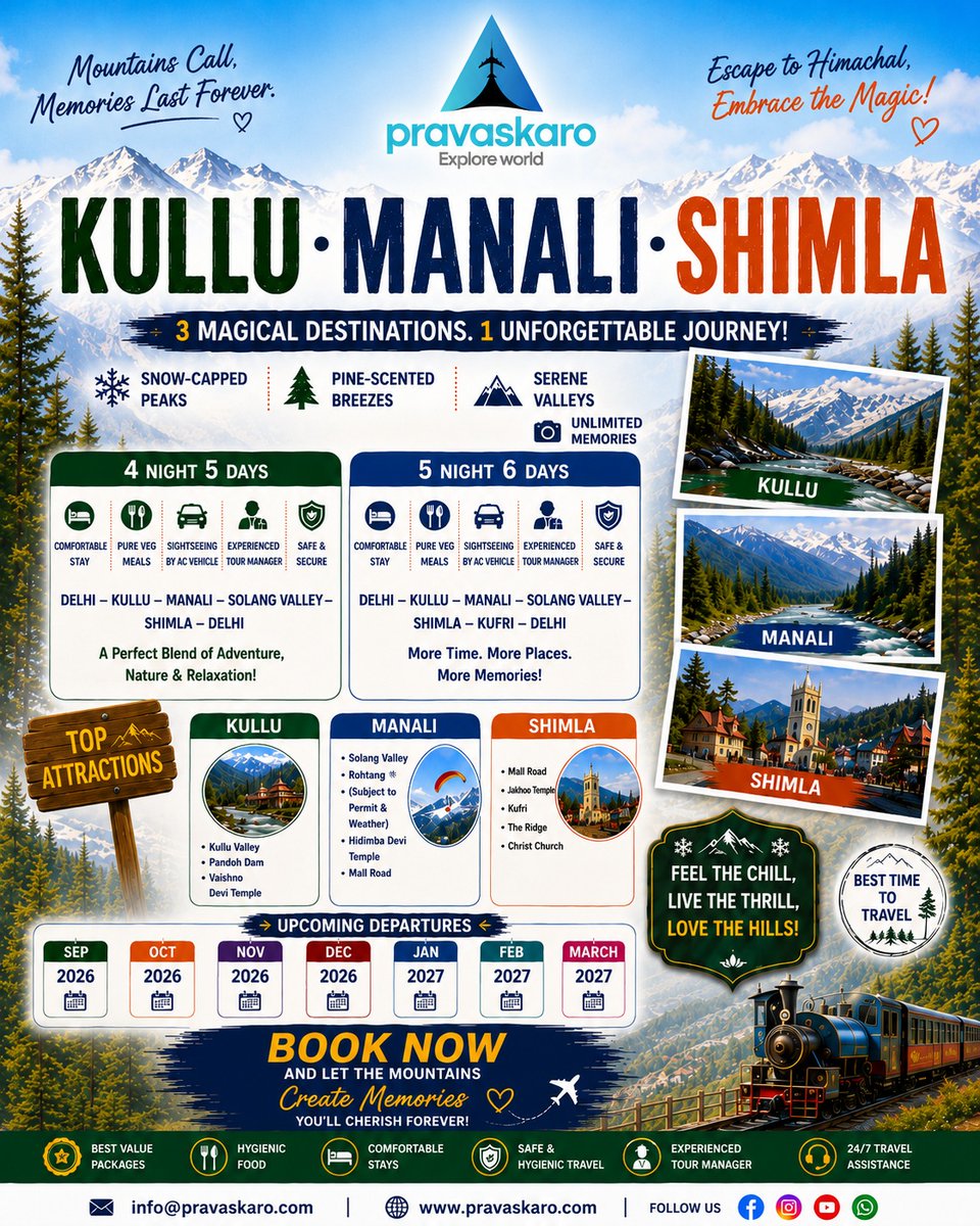 andsweet's tweet photo. Kullu, Manali &amp; Shimla await. Explore Himalayan valleys, Solang, Rohtang, Mall Road, Kufri and more with comfortable stays, pure veg meals and guided travel. Departures Sep 2026–Mar 2027. DM for details. https://t.co/iakTzhpj1I