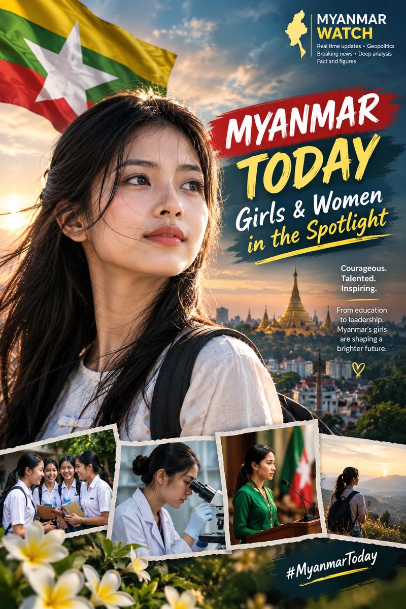 Myanmar_Watch12's tweet photo. Myanmar’s girls are the strength, talent and hope of tomorrow. 🇲🇲✨
Courageous. Talented. Inspiring. ❤️
#Myanmar #MyanmarGirls #MyanmarWomen #MyanmarToday #MyanmarWatch #WomenEmpowerment #GirlsPower https://t.co/GgsFeuXV40