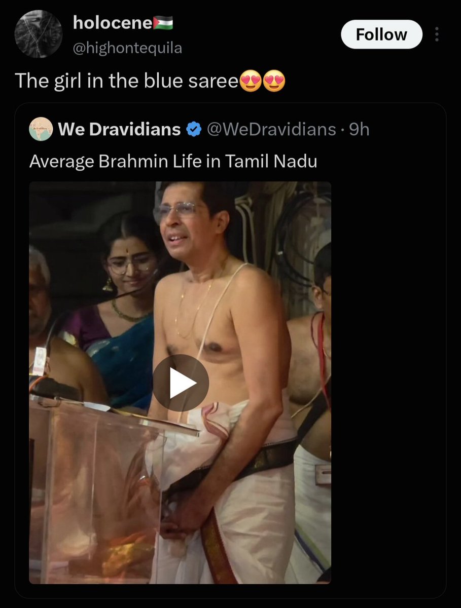 ContactVVR's tweet photo. Look at the behaviour of average dumeel men's lust over Brahmin women. They demonise Brahmin men all day. But openly stalk, sexualise, &amp; objectify Brahmin women. This rapist mindset pervades across all dravidiya parties. That's average Tamil non-Brahmin predatory male mindset. https://t.co/gvSlz5V6oc