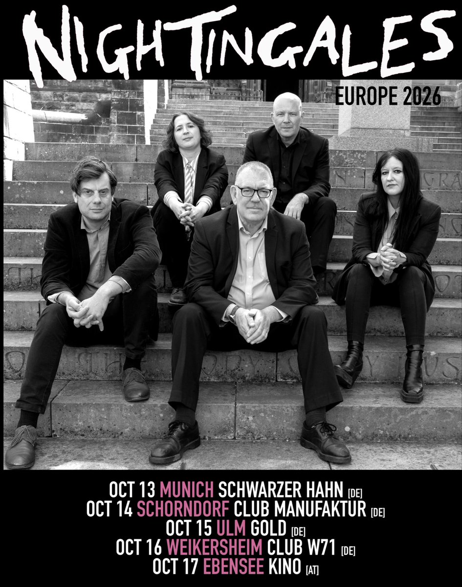 FlissKitson's tweet photo. NIGHTINGALES hit EUROPE next week. Züper excited to play my favourite venues in Germany &amp; Austria! Bring on all the mustard, pilsners, pickles and crazy dancers! If you know anyone in these towns  tell ‘em we’re hitting their local and it’ll be a rocker 💥
https://t.co/5ZtYfLkgV0 https://t.co/WwBm9l2y5J
