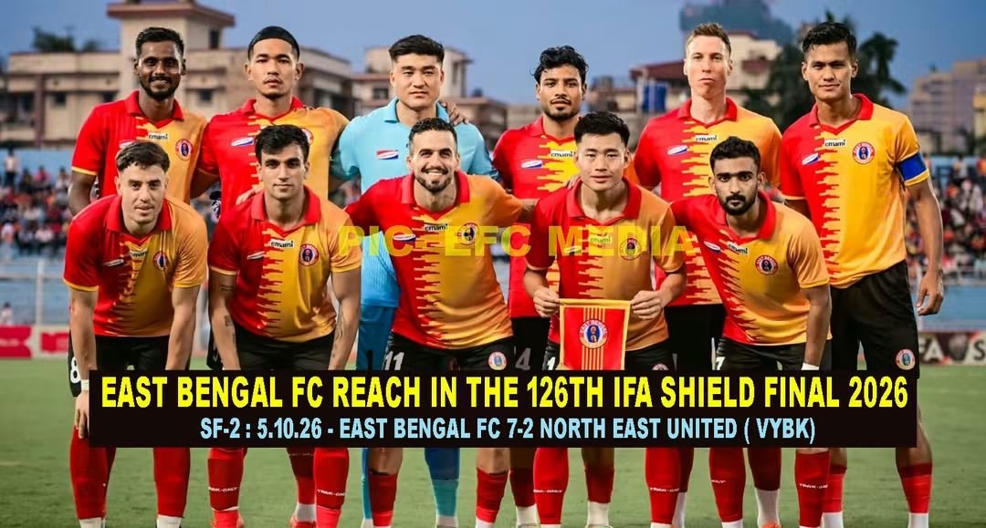Kol_Football's tweet photo. IFA Shield Semifinal 2
East Bengal FC 7-2 NorthEast United FC
Details - https://t.co/49oA8Vs93c
--
PIC - East Bengal FC
#IFAshield2026 https://t.co/MiRswI4XPs