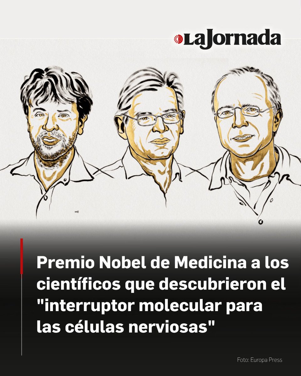 lajornadaonline's tweet photo. El Nobel de Medicina 2026 fue otorgado este lunes a un científico estadunidense y dos alemanes por su trabajo en optogenética, una disciplina que permite comprender cómo determinadas células contribuyen al aprendizaje, el miedo, la adicción y el movimiento.

Las investigaciones del psiquiatra y neurólogo estadunidense Karl Deisseroth y de sus colegas alemanes Peter Hegemann y Georg Nagel podrían conducir algún día a tratamientos para trastornos neurológicos y sensoriales, como la enfermedad de Parkinson y la epilepsia.

Más información en: https://t.co/4d4EcGjz1Q