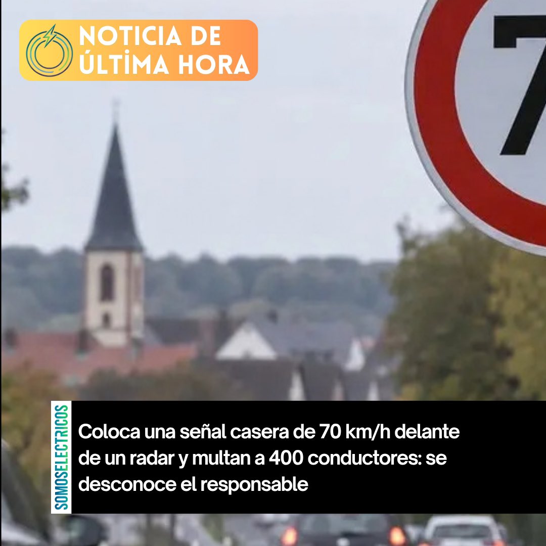 maselectricos's tweet photo. Coloca una señal casera de 70 km/h delante de un radar y multan a 400 conductores: se desconoce el responsable👮♂️🚔
Te lo contamos en nuestra web: https://t.co/9bSFVjC89g📲
🔵Enlace directo en primer comentario👇
#somosleectricos #radar #multas #radares #multa @InformacionDGT @DGTes