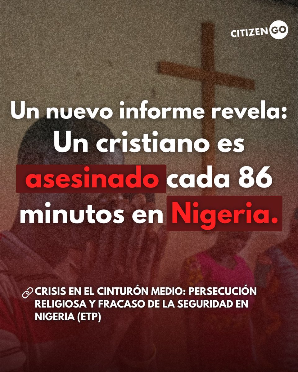 CitizenGOes's tweet photo. 🔴En Nigeria, un cristiano es asesinado cada 86 minutos.

Para muchos de nuestros hermanos y hermanas, el simple hecho de ir a la iglesia puede poner sus vidas en peligro.
No podemos dejar de hablar de su persecución; no podemos mirar hacia otro lado.

https://t.co/WNZyCSoVAJ https://t.co/tDG3RAuCEm