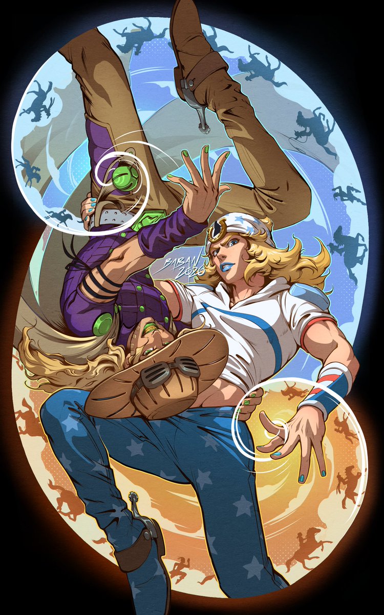 Babillustration's tweet photo. Johnny &amp; Gyro I've been working on for a while!
Posted early on the patreon: https://t.co/q4JZBZRNBL
#jojopart7 https://t.co/X59dnU39r0