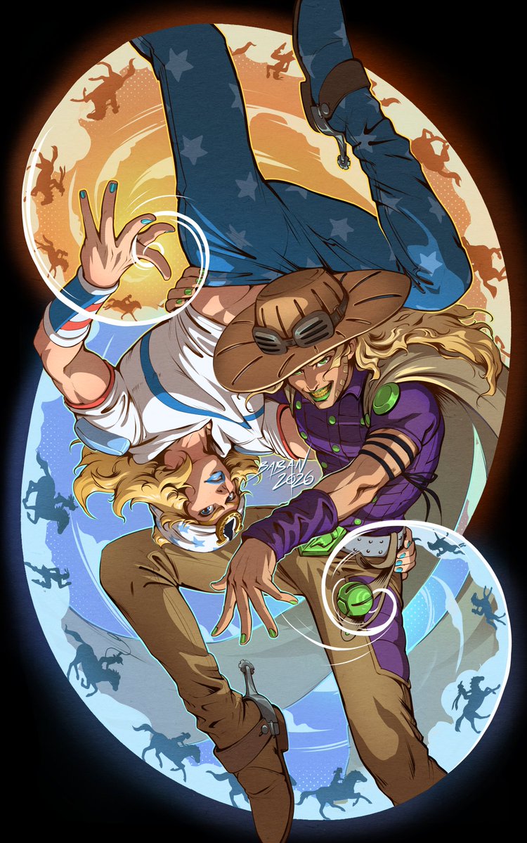 Babillustration's tweet photo. Johnny &amp; Gyro I've been working on for a while!
Posted early on the patreon: https://t.co/q4JZBZRNBL
#jojopart7 https://t.co/X59dnU39r0