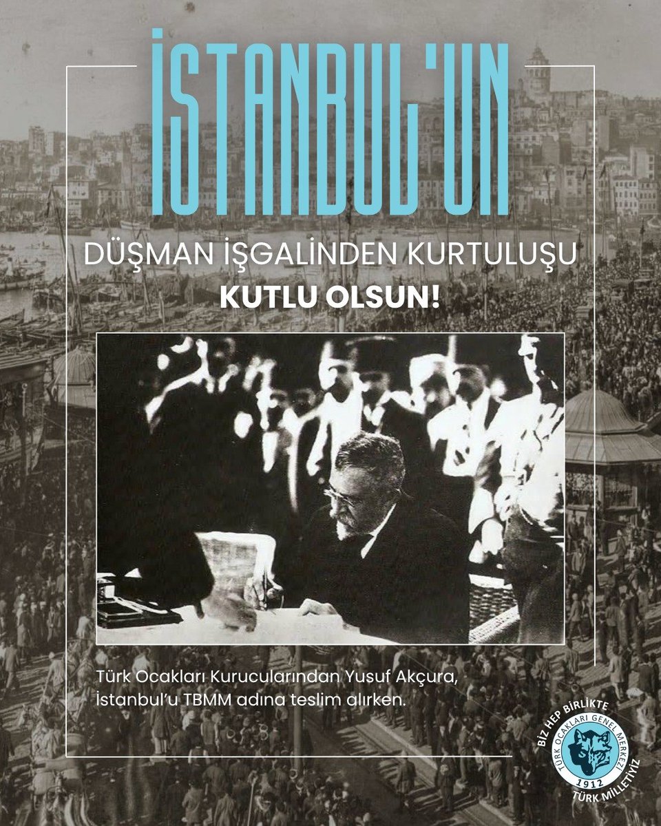 turkocaklari's tweet photo. İstanbul'un düşman işgalinden kurtuluşunun yıl dönümü kutlu olsun! https://t.co/ETEMM1HRxh