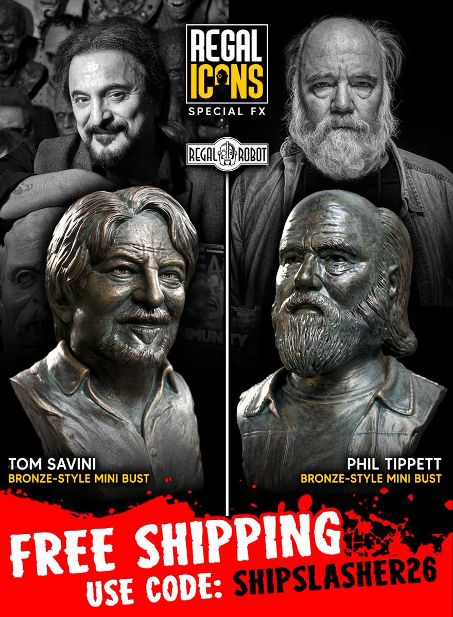 RegalRobot's tweet photo. Spooky season has officially begun! 
We are celebrating with FREE SHIPPING on the Regal Icons of SFX series which include Tom Savani &amp; Phil Tippett!

Order Here: https://t.co/QNEu1axl5d
Use Code: SHIPSLASHER26 at checkout https://t.co/1FsAZMEpuT