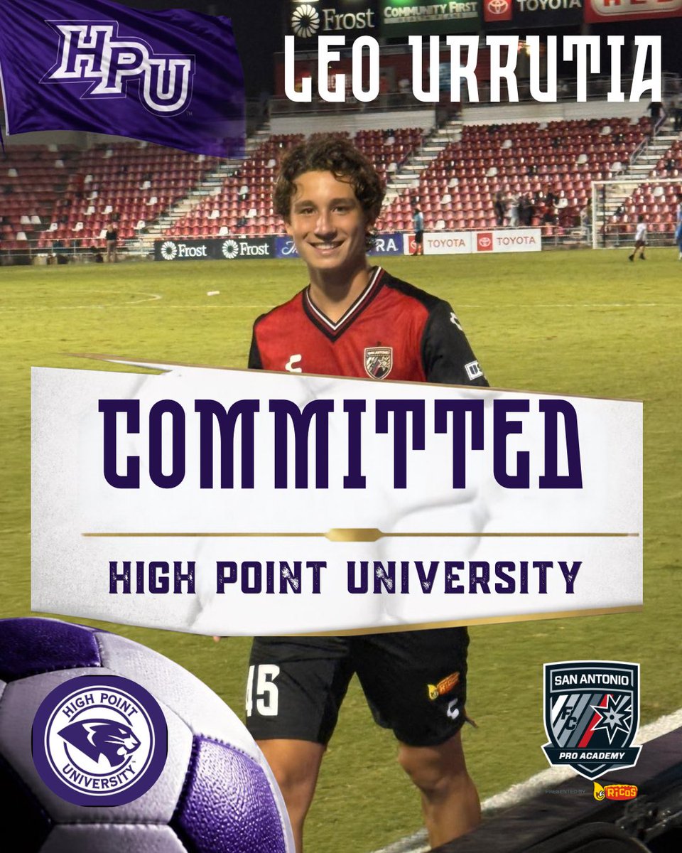 SAFCProAcademy's tweet photo. Congrats to Leo Urrutia for committing to play D1 college soccer at High Point University in North Carolina!
Leo was one of the youngest starters in SAFC history (16) & competed against the likes of Saprissa, Las Palmas & Darmstadt in his outstanding academy career!
#ourfuture https://t.co/PWWnzDN5vE