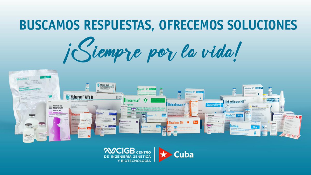 CIGBCuba's tweet photo. El catálogo de productos del @CIGBCuba incluye vacunas, medicamentos y medios de diagnóstico, al servicio de Cuba y otros pueblos del mundo.
¡Siempre por la vida!

#CIGB40Años #PorUnaSolaSalud #SiemprePorLaVida #100AñosConFidel #CienciaCubana #BiotecnologíaCubana https://t.co/hzZLKSHMdO