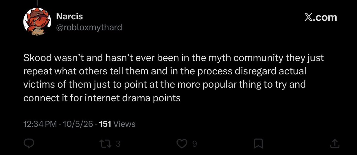 StopRobloxMyths's tweet photo. No, Narcis, the majority of victims of the myth community are not going to sit and get censored by the minority because you have a degraded sense of self worth and an elevated sense of self hatred. You are proud to draw predators despite victims begging you not to. Get a grip. https://t.co/thrQp3BNK1