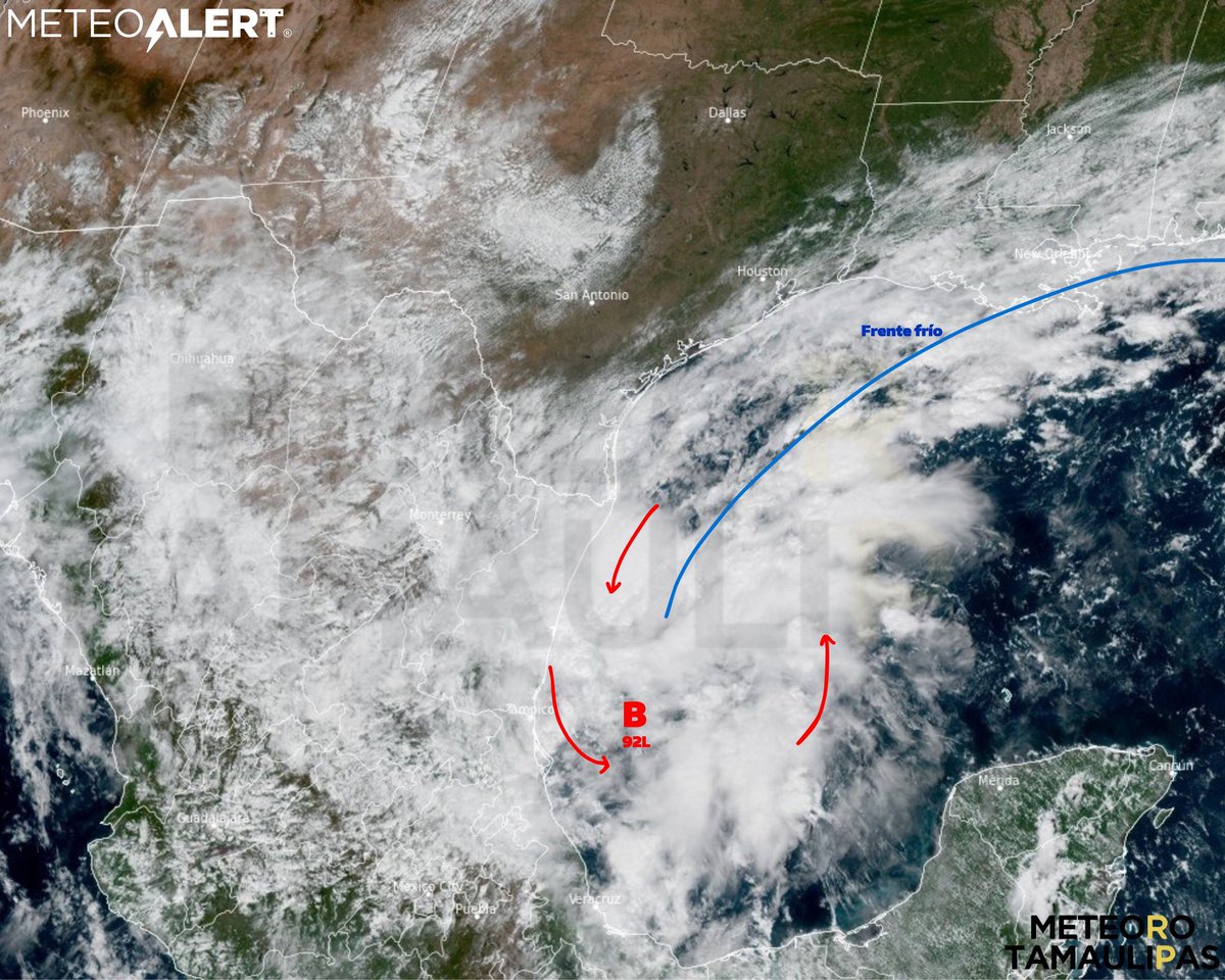 MeteoroTamps's tweet photo. 🔵🌀 EL FRENTE FRÍO SE HA COMBINADO CON EL DISTURBIO TROPICAL #92L 

Tú y yo somos uno mismo… 🗣️🎶
Uh-oh, uh, uh-oh

🌧️ Condiciones de mayor inestabilidad y más lluvias... https://t.co/3EHKneZwZP