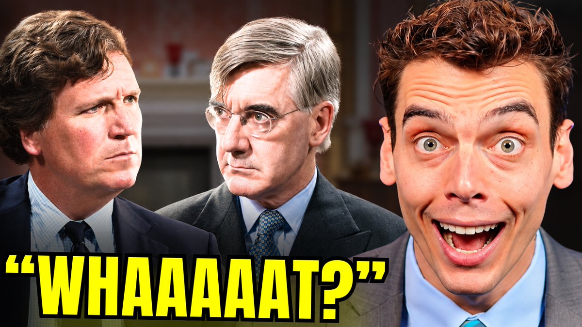 YouTube thumbnail-style image featuring three men's faces (appearing to be Tucker Carlson, Jeb Bush, and a surprised expression) with large yellow text reading 'WHAAAAAT?' at the bottom.