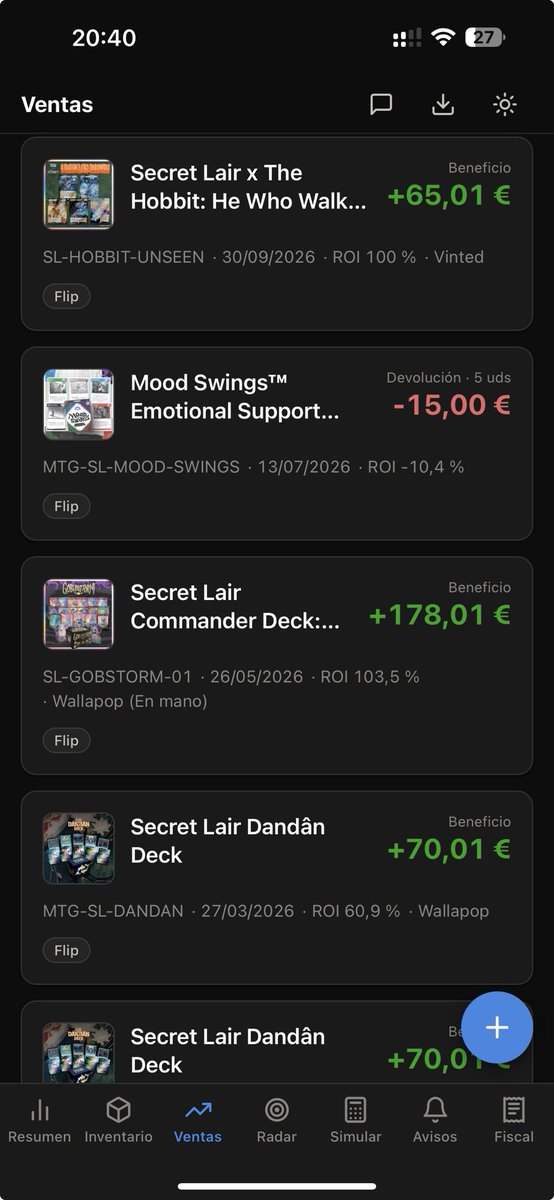 VentajaAsim's tweet photo. Para los que me seguís de nuevas: Secret Lair ha sido una de mis mejores fuentes de flips en Magic.

Mi estrategia es simple: buscar drops con mucho upside y downside limitado.

El 12 de octubre sale Secret Lair × KPop Demon Hunters.

IP gigantesca, stock limitado y secuela confirmada.

¿Puede no hacer x2? Sí.

Pero viendo mis últimas jugadas, esta es exactamente la clase de apuesta que quiero:

poco que perder, bastante que ganar.

👇 Mis resultados hasta ahora.