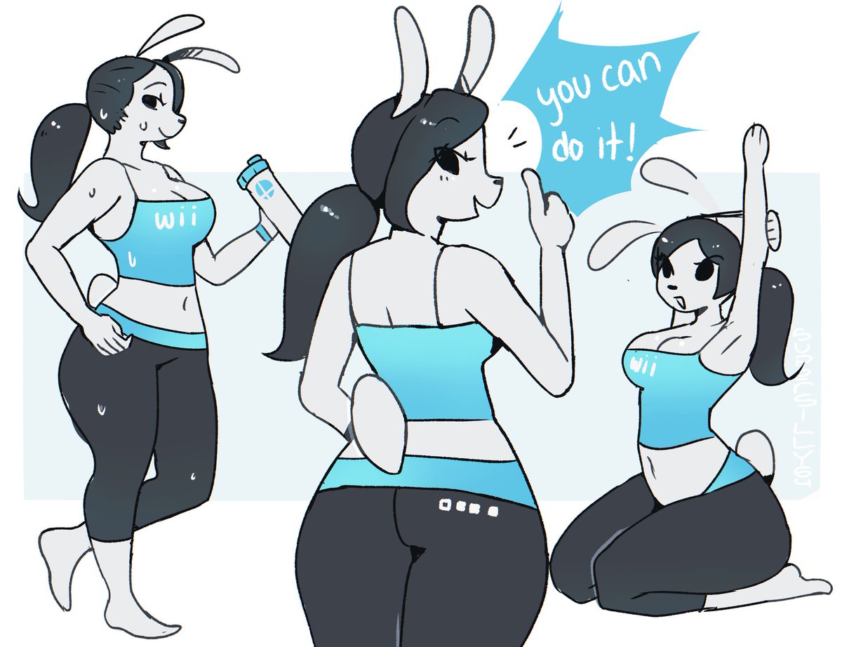 supersilly64's tweet photo. let’s train with wii fit bunny! https://t.co/0E6IrEhKib