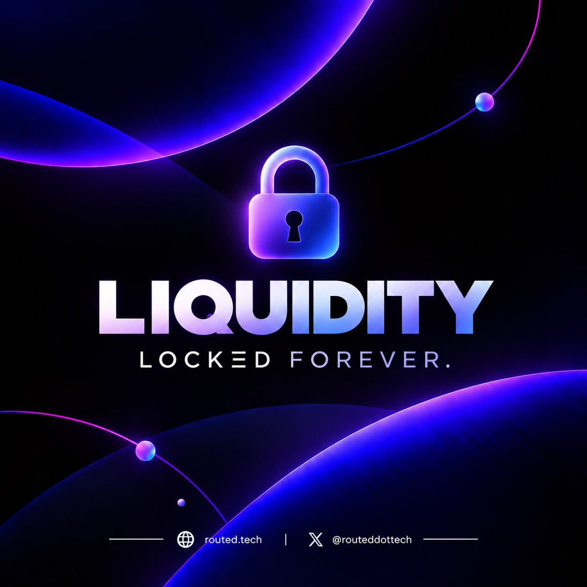 routeddottech's tweet photo. ROUTΞD launches are built with liquidity that remains locked permanently. No admin, creator, or individual can withdraw it including the team behind the launch.

The idea is simple: once a market is created, its liquidity shouldn’t be something that can be pulled later.

This removes one of the biggest variables in a launch and gives traders and holders more certainty from day one.

Launch with ROUTΞD. Liquidity locked forever.
