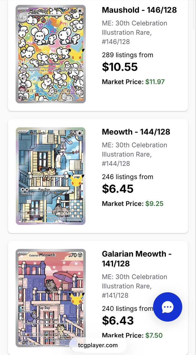 totodile_king's tweet photo. Every single Illustrstion Rare from the 30th Anniversary set is under $12 😀

You can buy the entire set for under $100 as well.

With more product on the way, I’m not sure how much longer this can go, but I love to see it. Big win for collectors and big L for scalpers! https://t.co/o7MOUll955