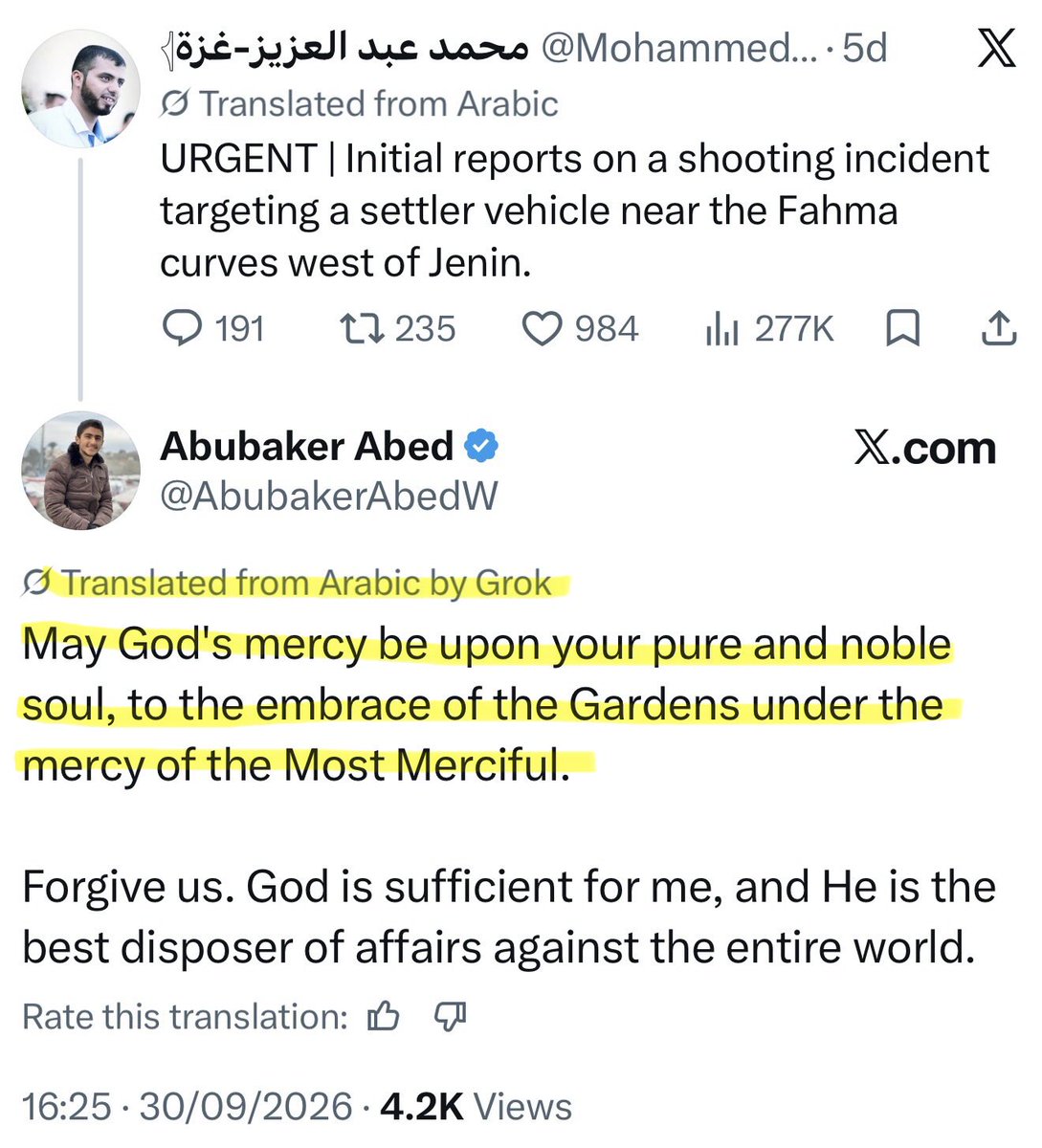 karenievers's tweet photo. 🚨Abubaker Abed the ‘journalist’ seems sad 😭 that one of his Hamas ‘journalist’ friends—who took part in October 7–was eliminated by the Israeli security forces.  

Why is this jihadist still in Ireland @OCallaghanJim ?  So he can help the @GovIE get rid of all the Jews here? https://t.co/KcYOHUIseN