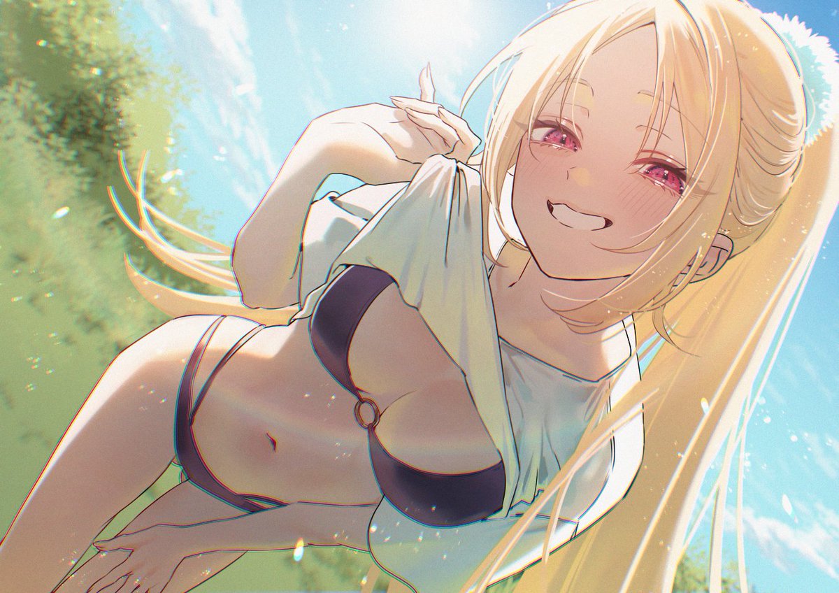 jitsuimo's tweet photo. ねぇ、背中塗ってや？
うちからの、どーしてものお願い。

--------

ちはやさん、びわ湖に一緒に水着で遊びに行ったら……!?

10月20日発売！
「嫁候補、うちに住むらしい。２
#膝枕完備・猫デレ解禁・びわ湖で湖水浴」

予約
https://t.co/1YAfWVEHQ7 https://t.co/uRD0wnnqHZ