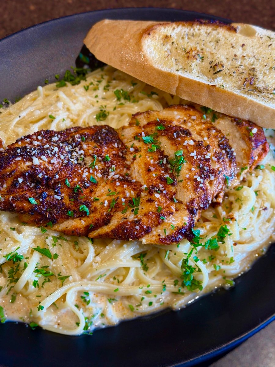 theRAM's tweet photo. October is National Pasta Month🍝

Celebrate with our Chicken Alfredo — linguine tossed in creamy garlic Alfredo sauce and topped with grilled or blackened chicken. Or sub grilled shrimp! 

Come get your pasta fix at your local Ram! https://t.co/VnEpEznvlo