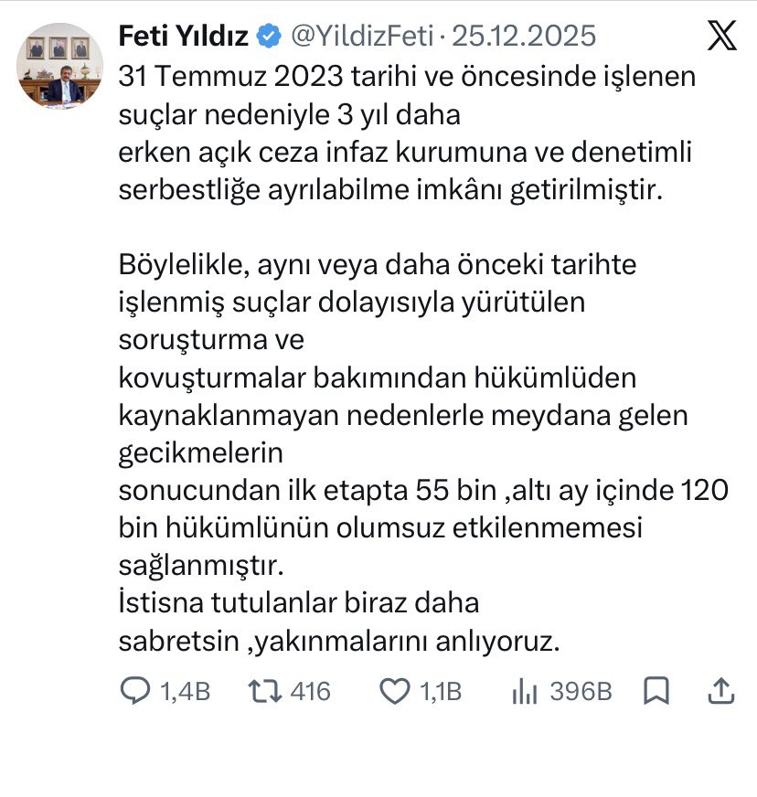 ArifeAgan's tweet photo. #AnayasalHakkımNerede 🔊

Bazı isimler söz konusu olduğunda 𝗠𝗔𝗦𝗨𝗠İ𝗬𝗘𝗧 𝗞𝗔𝗥İ𝗡𝗘𝗦İ, devam eden dosyalar söz konusu olduğunda 𝗬𝗔𝗥𝗚𝗜 𝗕𝗔Ğ𝗜𝗠𝗦𝗜𝗭𝗟𝗜Ğ𝗜, iş ciddiye binince de 𝗨̈𝗦𝗧Ü𝗡𝗟Ü𝗞 𝗔𝗡𝗔𝗬𝗔𝗦𝗔’𝗗𝗔𝗗𝗜𝗥 öyle mi? Peki aynı Anayasa; beraat kararlarına rağmen yıllarca yargılanan, dosyası devletin elinde 9–10 yıl bekleyen, bu sırada defalarca değiştirilen infaz kurallarının altında kalan, sonra da yalnızca suç başlığına bakılarak topyekûn bir kefeye konulan vatandaş için neden yok? 𝗔𝗡𝗔𝗬𝗔𝗦𝗔’𝗡𝗜𝗡 𝗞𝗢𝗥𝗨𝗗𝗨Ğ𝗨 İ𝗡𝗦𝗔𝗡𝗜 İ𝗦𝗠İ𝗡𝗘 𝗚Ö𝗥𝗘 𝗠İ, 𝗗𝗢𝗦𝗬𝗔𝗦𝗜𝗡𝗔 𝗚Ö𝗥𝗘 𝗠İ, 𝗦𝗨Ç 𝗡𝗘𝗩İ𝗡𝗘 𝗚Ö𝗥𝗘 𝗠İ 𝗦𝗘Çİ𝗬𝗢𝗥𝗨𝗭?

Biz Türkiye’ye uzaydan gelmedik. Aynı devletin vatandaşıyız, aynı Anayasa’ya tabiyiz. Devletin geciktirdiği yargılamanın bedelini evimizden, işimizden, eşimizden, çocuğumuzdan koparılarak ödüyorsak artık şu sorunun cevabını istiyoruz: 𝗕𝗔Ş𝗞𝗔𝗟𝗔𝗥𝗜𝗡𝗜𝗡 𝗛𝗔𝗞𝗞𝗜 İÇİ𝗡 𝗞𝗔𝗟𝗞𝗔𝗡 𝗬𝗔𝗣𝗧𝗜Ğ𝗜𝗡𝗜𝗭 𝗔𝗡𝗔𝗬𝗔𝗦𝗔, 𝗕İ𝗭İ𝗠 𝗛𝗔𝗞𝗞𝗜𝗠𝗜𝗭 𝗦Ö𝗭 𝗞𝗢𝗡𝗨𝗦𝗨 𝗢𝗟𝗗𝗨Ğ𝗨𝗡𝗗𝗔 𝗡𝗘𝗥𝗘𝗬𝗘 𝗞𝗔𝗟𝗗𝗜𝗥𝗜𝗟𝗜𝗬𝗢𝗥?

#31TemmuzCovidYasasıMağdurları’nın 𝗔𝗡𝗔𝗬𝗔𝗦𝗔𝗟 𝗛𝗔𝗞𝗞𝗜 𝗡𝗘𝗥𝗘𝗗𝗘?
@YildizFeti @MHP_Bilgi @MhpTbmmGrubu @halktvcomtr @tihek_kurumsal