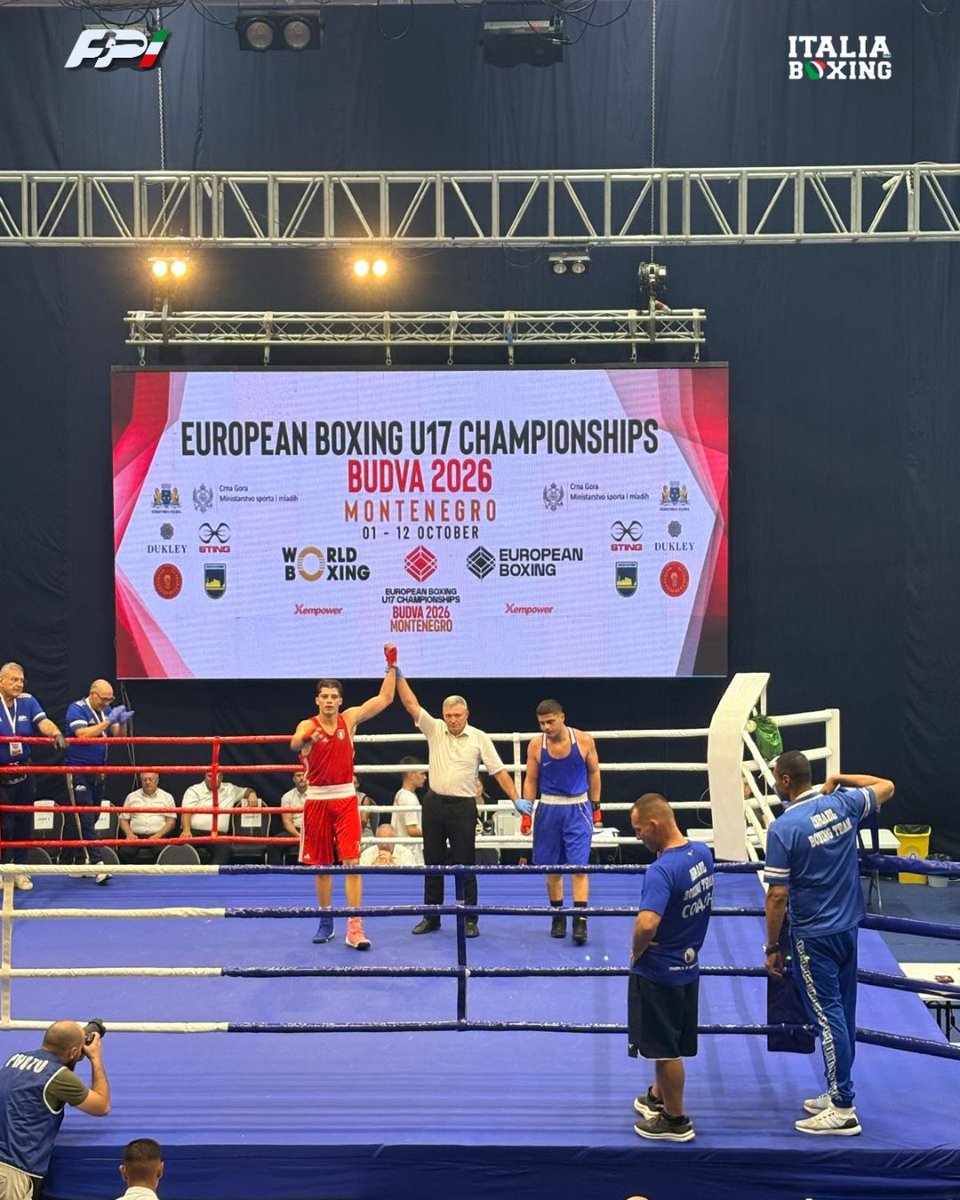 FPIBoxe's tweet photo. 🥊🏆 🇪🇺 European Boxing Championships U17 2026
🏟️ Buvda 🇲🇪 1-12 Ottobre
🥊 Itaboxing Match day 3 | 5/10
🥊 il nostro 80 Kg Dario Angiletti (3-2vs Arraf 🇮🇱) vola ai quarti
🥊🔥🇮🇹 Forza Italia Boxing Team
#Itaboxing #Boxe #Boxeo #Pugilato #Boxing https://t.co/MkrFKyDCdE