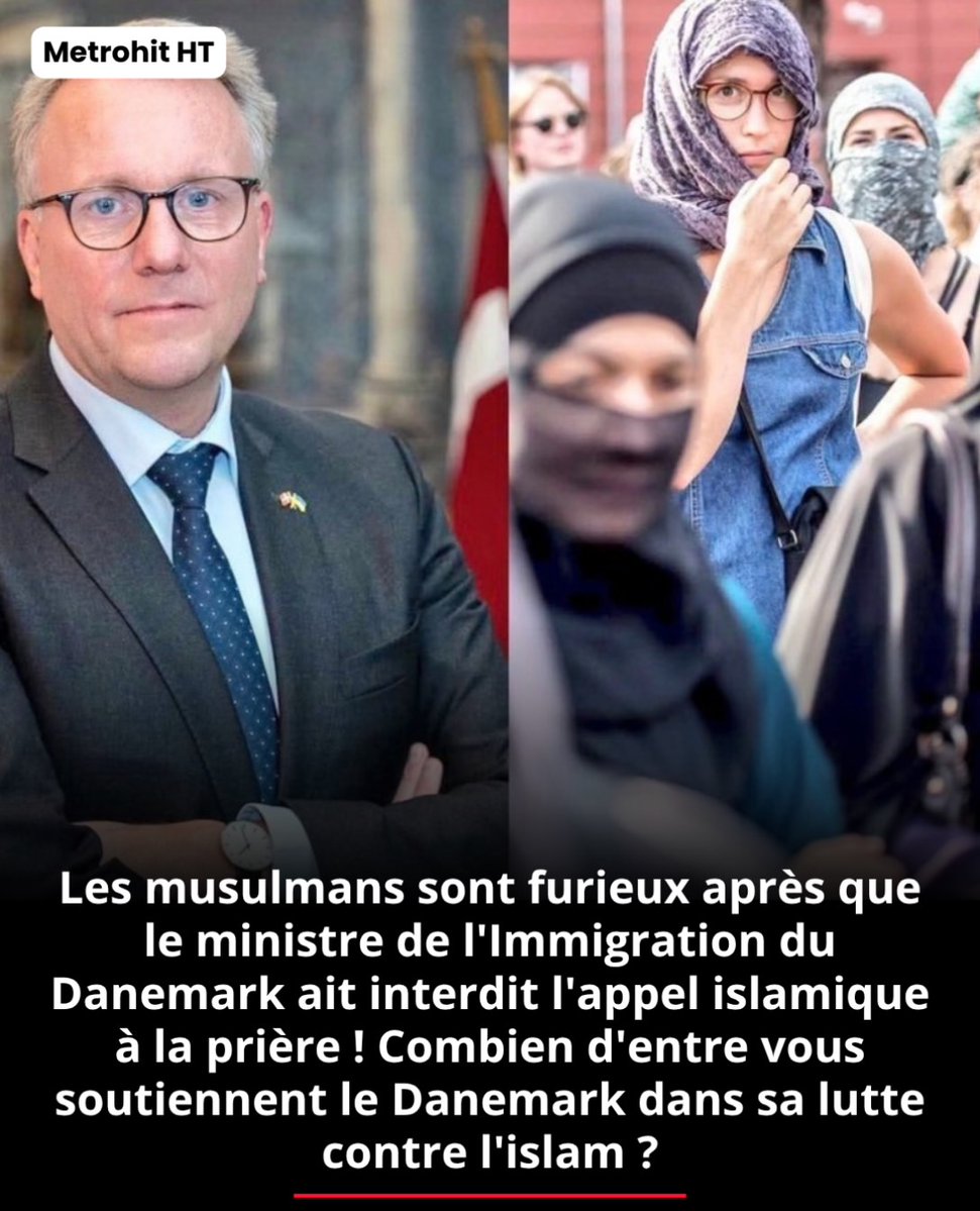 ParToutatis77's tweet photo. Les musulmans sont furieux après que le ministre de l’Immigration du Danemark ait interdit l’appel islamique à la prière !. https://t.co/I6wN8WBwqk