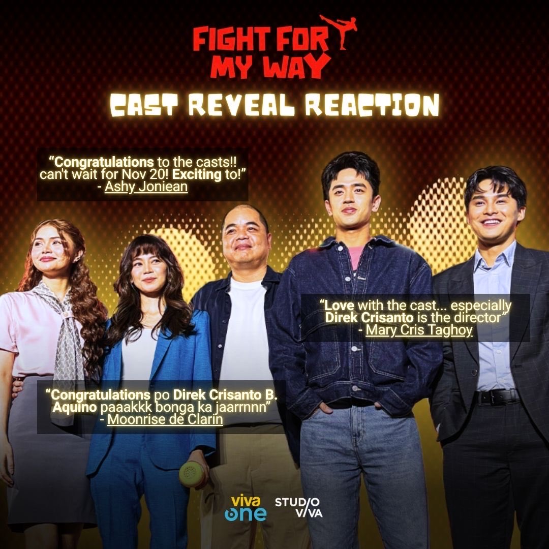 StudioVivaPH's tweet photo. Yes, congratulation to the Cast and to Direk Crisanto! π
FIGHT FOR MY WAY. This November 20, only on Viva One.
#FightForMyWay
#FightForMyWayPH
#VivaOne https://t.co/6ZLs2qfmwl