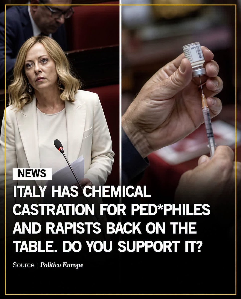 ClaresTruth79's tweet photo. 🚨Italian PM Giorgia Meloni 🇮🇹 has a backbone other European leaders must follow 💪

I would definitely support this punishment, would you? https://t.co/1UWHQbXn26