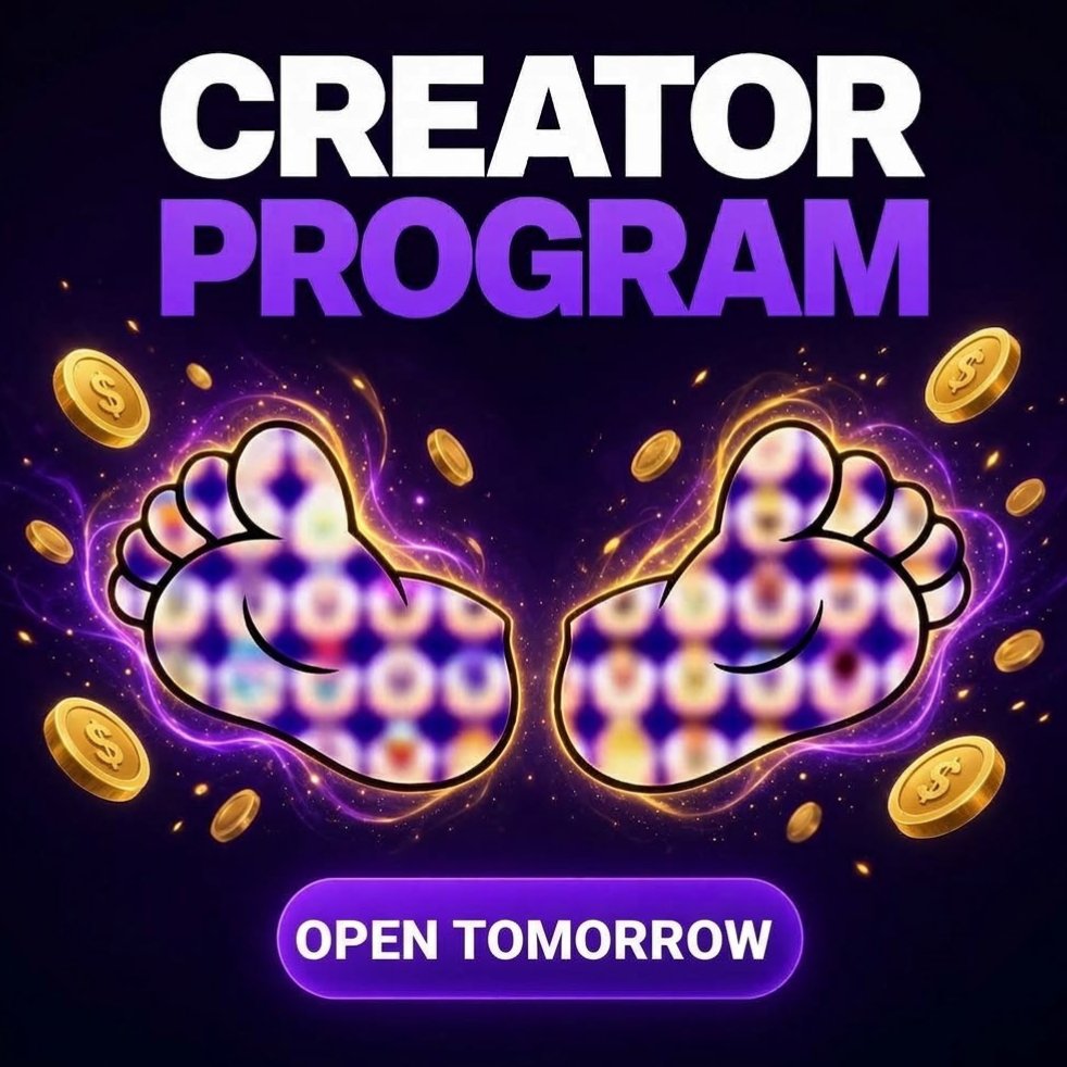 MonadFeet's tweet photo. The Monad Feet Creator Program opens tomorrow.👣⏳

We are looking for the best creators to join us.

There is no waiting line and no approval process, everyone can join, you can open a creator account tomorrow, start posting, and start winning the very next day.

Here is what you get as a creator:
 • A special Creator badge on the Monad Feet app.
 • Weekly $MON rewards from the treasury. We will give 55% of the app revenue to our creators every single week.
 • A share of 1,000,000 Monad Feet points at the end of the program.
 • A spot in the private Monad Feet creator group on TG.

The full details and the official announcement are coming tomorrow.

Are you going to build with us?
Repost and comment below so we can see you early.

Make sure your notifications are turned on.🟣