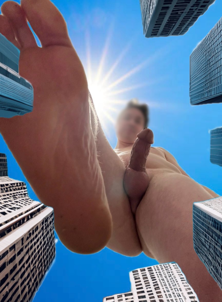 Giant_Poseidon's tweet photo. Ready or not, here I come! 
#giant #bigdick #citycrush #macrophilia #malefeet https://t.co/LFpCtSR9dX