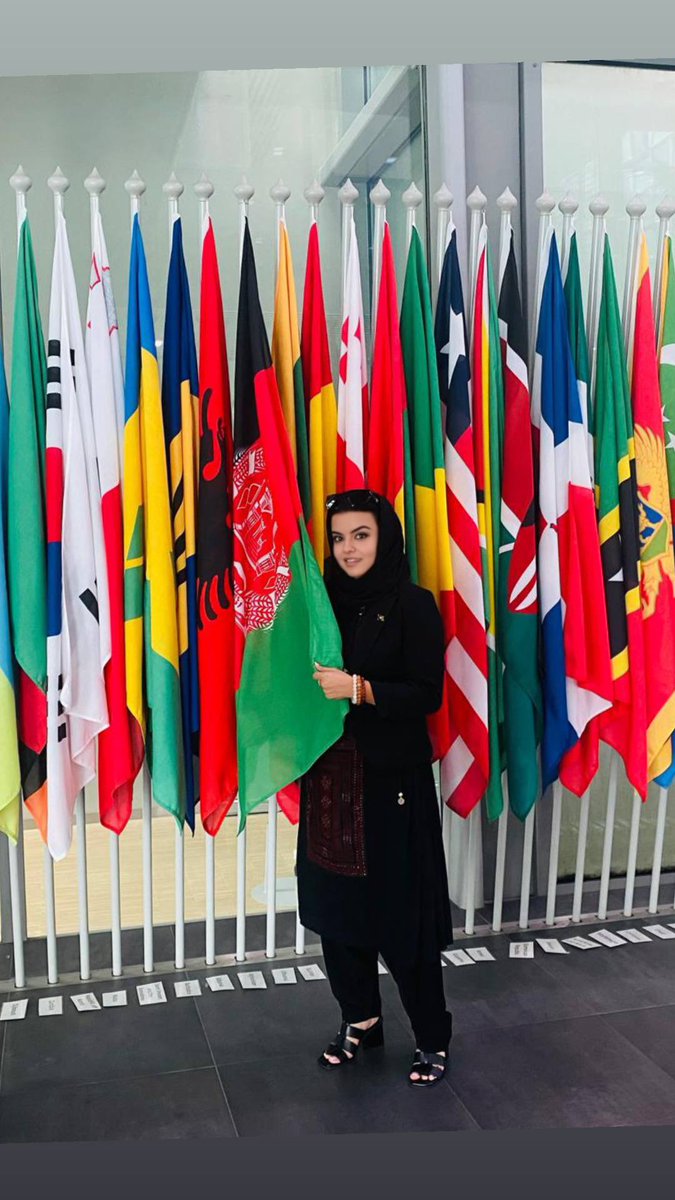 Mariamistan's tweet photo. Afghanistan’s flag at the ICC. Exactly where it belongs. The Taliban? On arrest warrants. https://t.co/qOkvFlt1b5