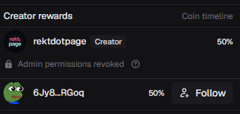 rektpage's tweet photo. Check our https://t.co/55VA7HbWPS creator rewards 👇

Admin permissions are already revoked, so the fee split can no longer be changed. 50% of all creator fees go straight to the $REKT burn vault.

The vault is already live. See the on-chain stats in our tokenomics section:
https://t.co/kv1d2LX1uZ