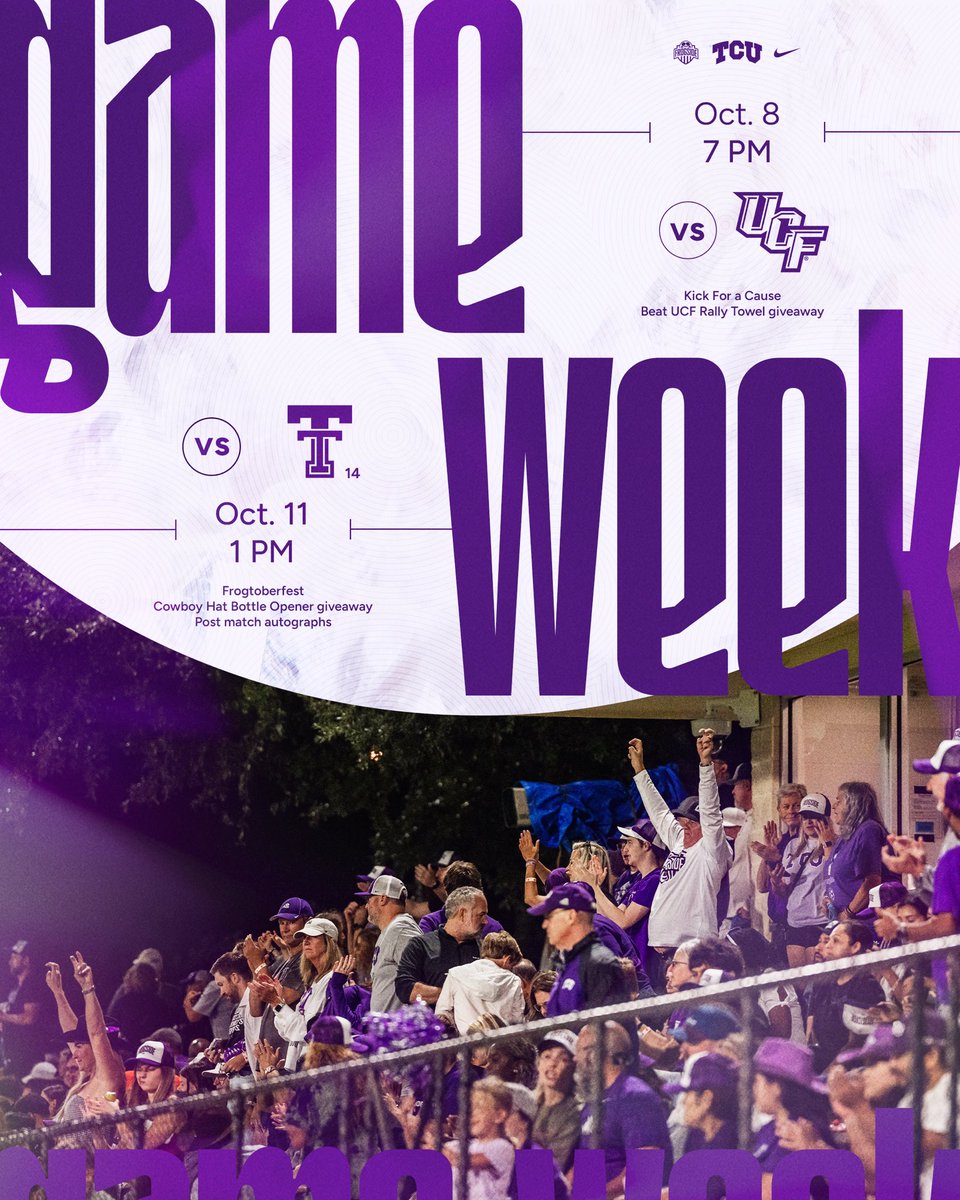TCUSoccer's tweet photo. A huge week of opportunity ahead 🐸

#GoFrogs | #FrogSide https://t.co/xmm62kE9dk