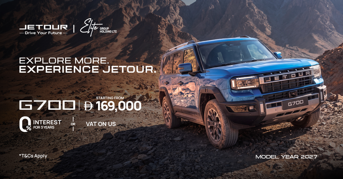 JetourU's tweet photo. Bring a bold new outlook to every

 journey with the JETOUR G700.
Own yours from AED 169,000.

Choose 0% interest for 3 years or VAT on us.

Enquire today. T&amp;Cs apply.