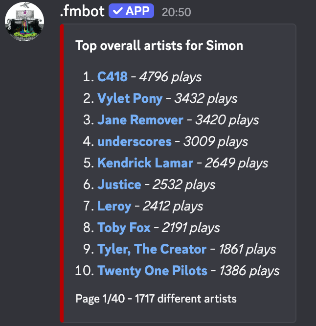 realsast's tweet photo. i have the most random top10 on lastfm ever https://t.co/pIx87lIU0n