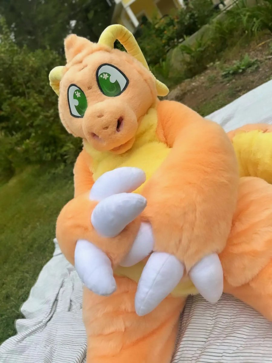 SalmonRunArt's tweet photo. A big ol plush Dragonite is here to brighten up your feed! 

This is a finished trade for LycanMaw, plush suits are always a challenge but I am really happy with the results on this fella https://t.co/UGE3bNmjC3