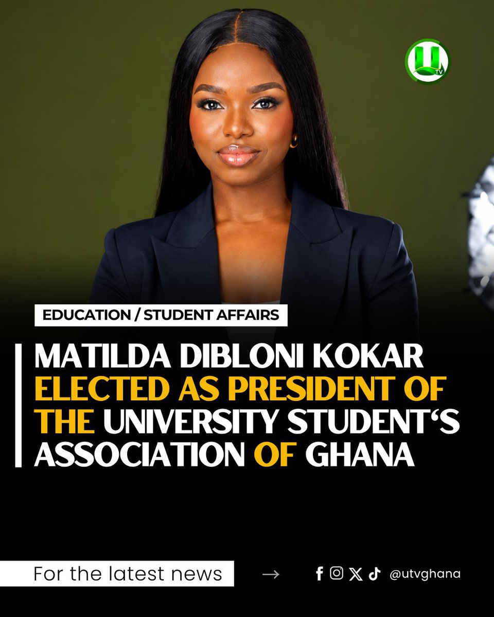 Matilda_Kokar's tweet photo. Thank you, @utvghana, for the coverage.

I am deeply honoured to have been elected President of the University Students’ Association of Ghana. 

This mandate is not mine alone. It belongs to every student who believes that our campuses can be places of dignity, opportunity, and real voice.

From @lnugsknust to @USAGOFFICIAL_ , the work remains the same: defend student welfare, demand accountability in tertiary education, and build a movement that no administration can ignore.

The Clarion Call has been answered; now the work of renewal begins.

𝐓𝐇𝐄 𝐑𝐄𝐕𝐈𝐕𝐀𝐋 | 𝐀 𝐂𝐋𝐀𝐑𝐈𝐎𝐍 𝐂𝐀𝐋𝐋 🇬🇭

#MDK4USAG #TheRevival #USAG26