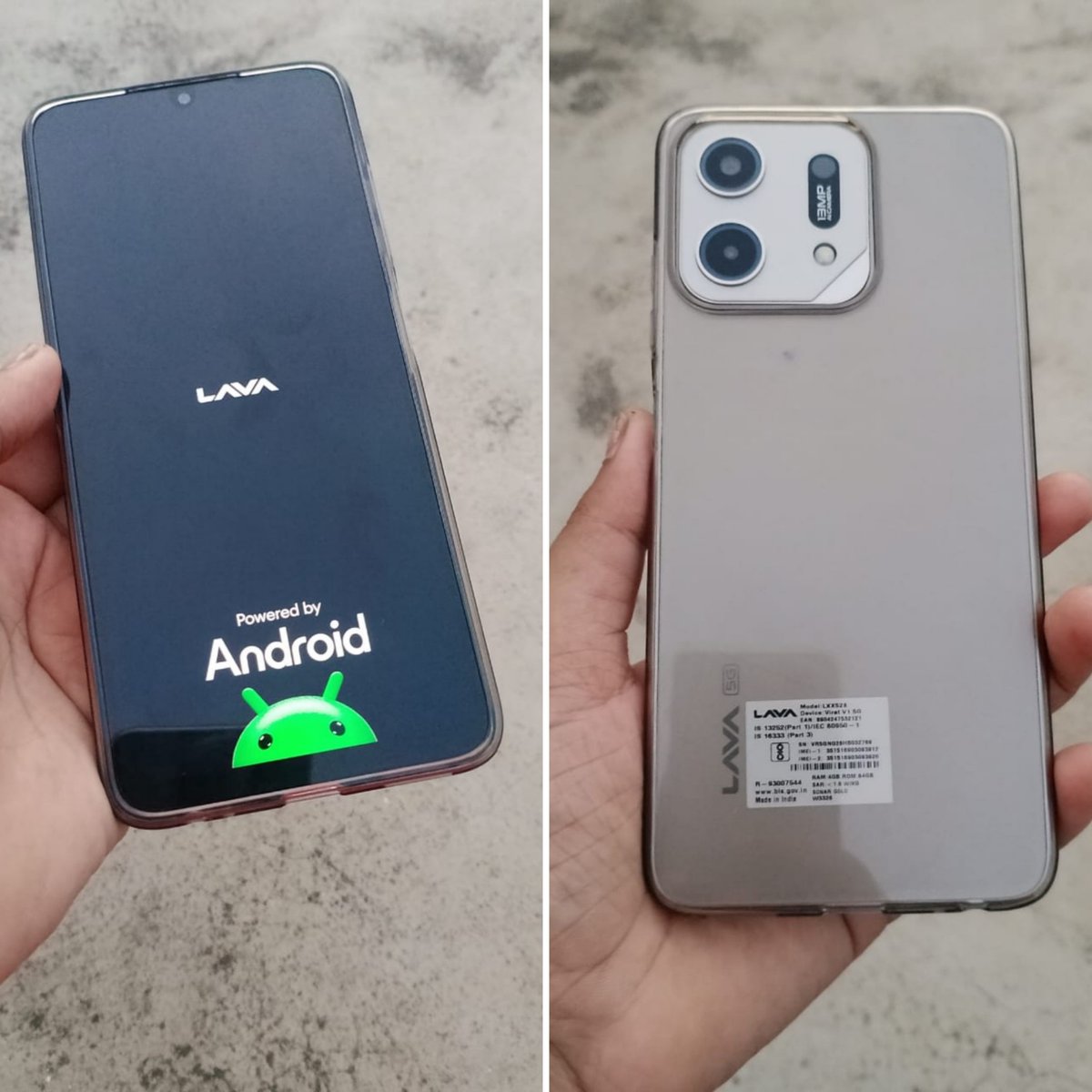 MukAn_X's tweet photo. Lava Virat V1 5G जिस दिन लॉन्च हुआ उसी दिन ऑर्डर कर दिया था।

वजह बस इतनी थी कि अपना मेड इन इंडिया फोन है।

कल ओपन बॉक्स डिलीवरी में घर आ गया
डिब्बा खोला तो रंग Sonar Gold निकला
हल्का सुनहरा और सादा रंग है, देखने में बहुत साफ लगता है।

पीछे पलटा तो स्टिकर पर साफ लिखा था Made in India, दाम भी बस..1/2