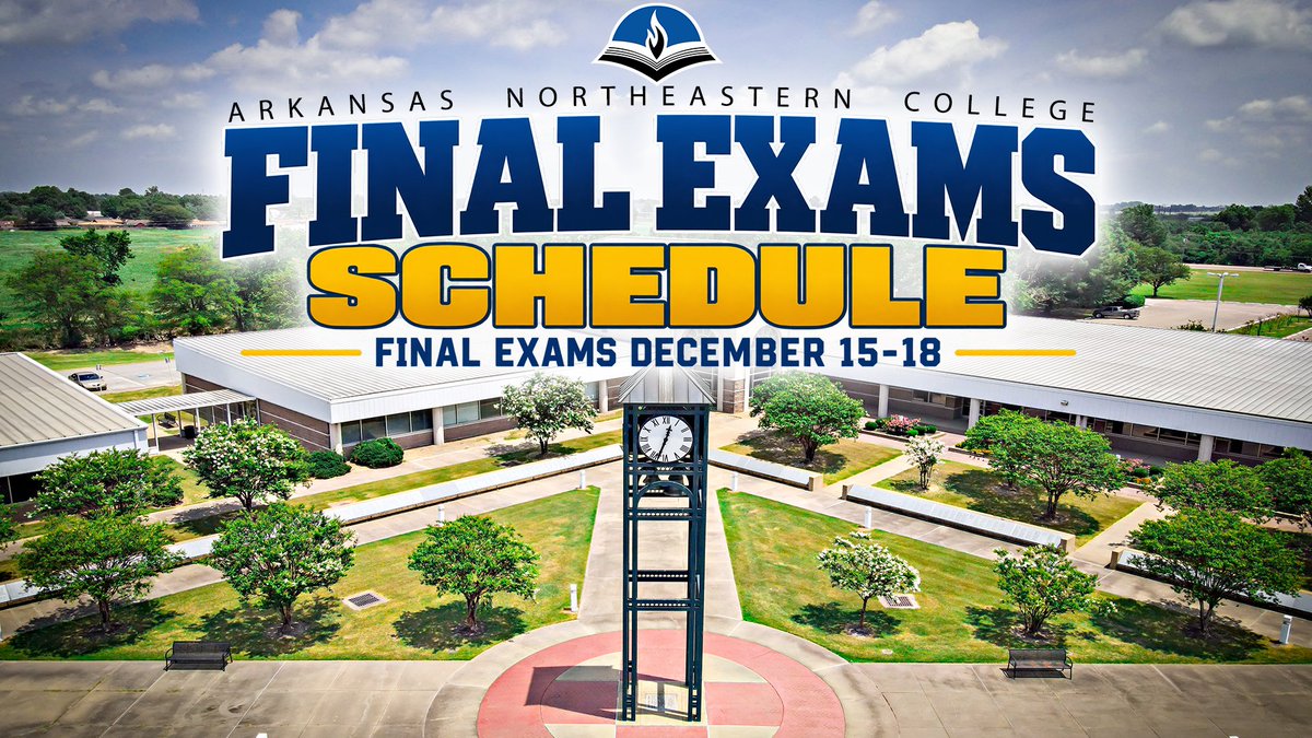 arknortheastern's tweet photo. The Fall 2026 Final Exams Schedule is now available online!

Final exams will be held December 15-18. Students, be sure to check the schedule now so you know the date and time of each of your finals.

View the Fall 2026 Final Exams Schedule:
https://t.co/ME5yfpuI7i https://t.co/QoBG6DzG7V